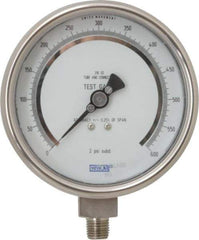 Wika - 4" Dial, 1/4 Thread, 0-600 Scale Range, Pressure Gauge - Lower Connection Mount, Accurate to 0.25% of Scale - Exact Tool & Supply