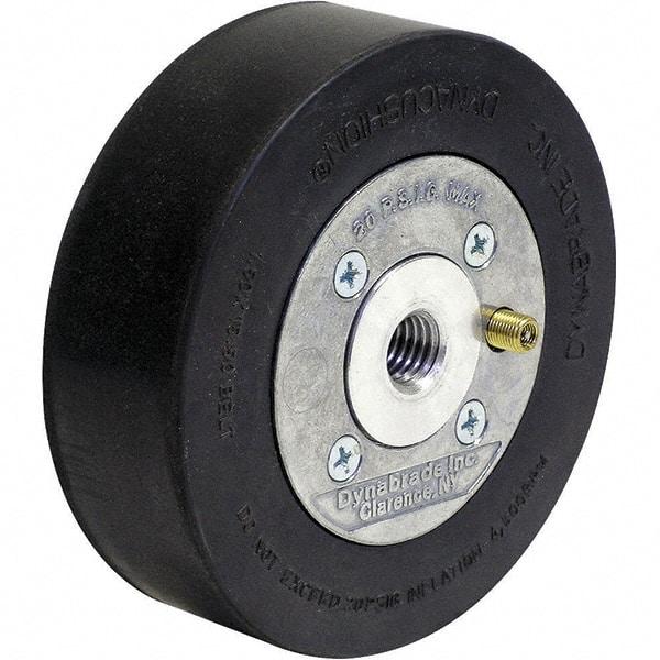 Dynabrade - 5" Wheel OD, 1-1/2" Wheel Width, 4,500 RPM, Aluminum, Pneumatic Wheel with Hub - 15-1/2" Long x 1-1/2" Wide, 5/8" Wheel Arbor Hole, For Use with 13214 & 13523 Dynastraight Air-Powered Abrasive Finishing Tools - Exact Tool & Supply