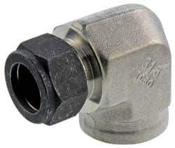 Parker - 1/4" OD, Stainless Steel Female Elbow - 1-1/16" Hex, Comp x FNPT Ends - Exact Tool & Supply