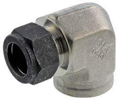 Parker - 1/4" OD, Stainless Steel Female Elbow - 1-1/16" Hex, Comp x FNPT Ends - Exact Tool & Supply