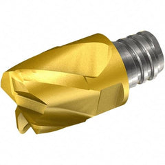 Iscar - MM EC-6 Grade IC908 Carbide End Milling Tip Insert - TiAlN Finish, 6 Flutes, 1/2" Cutting Diam, 3/8" Depth of Cut, 0.65" Extension, 0.016" Cnr Rad, 30° Helix - Exact Tool & Supply