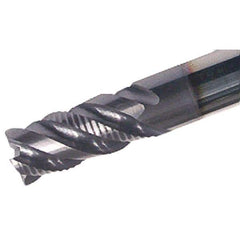 Iscar - 4 Flute Solid Carbide Roughing & Finishing Corner Chamfer End Mill - TiAlN Finish, Weldon Shank, 45° Helix, Non-Centercutting, Regular Length - Exact Tool & Supply