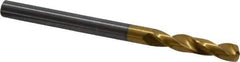 Guhring - 5/32" 140° Spiral Flute Solid Carbide Screw Machine Drill Bit - TiN Finish, Right Hand Cut, 22mm Flute Length, 55mm OAL, SU Point, Straight Shank - Exact Tool & Supply