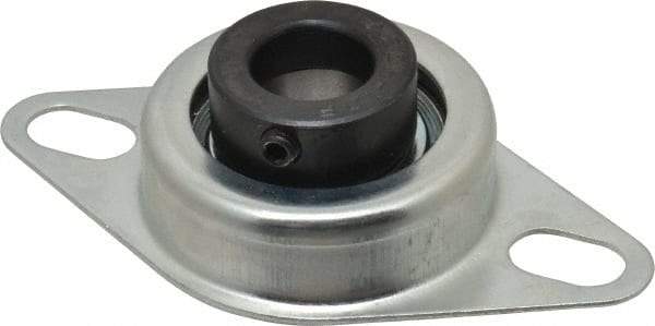 Value Collection - 3/4" ID, 1.2205" OAL x 4-1/2" OAH 2-Bolt Flange - 1,650 Lb Static Cap, 2,830 Lb Dyn Cap, 3-3/8" Btw Mnt Hole Ctrs, Stamped Steel Rubber Mount - Exact Tool & Supply
