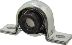 Value Collection - 3/4" ID, 4-1/4" OAL x 2-7/32" OAH Pillow Block - 1,650 Lb Static Cap, 2,830 Lb Dyn Cap, 3.3906" Btw Mnt Hole Ctrs, 1-1/8" Base-to-Ctr Ht, Stamped Steel Rubber Mount - Exact Tool & Supply