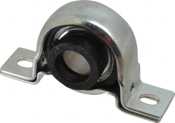 Value Collection - 1" ID, 4.5937" OAL x 2-5/8" OAH Pillow Block - 1,740 Lb Static Cap, 3,100 Lb Dyn Cap, 3-3/4" Btw Mnt Hole Ctrs, 1-5/16" Base-to-Ctr Ht, Stamped Steel Rubber Mount - Exact Tool & Supply