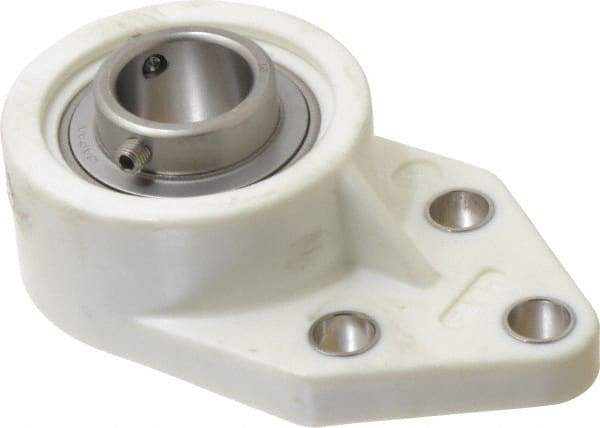 Value Collection - 1" ID, 1-3/8" OAL x 4-9/16" OAH 3 Bolt Flange Mounted Bearing - 1,764 Lb Static Cap, 3,147 Lb Dyn Cap, 1-5/8" Btw Mnt Hole Ctrs, Stainless Steel - Exact Tool & Supply