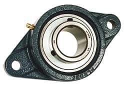 Value Collection - 1-1/4" ID, 3-5/32" OAW x 5-13/16" OAL x 3-5/32" OAH 2-Bolt High Temperature Flange Bearing - 2,500 Lb Static Cap, 4,300 Lb Dyn Cap, 4.594" Btw Mnt Hole Ctrs, 45/64" Base-to-Ctr Ht, Cast Iron - Exact Tool & Supply