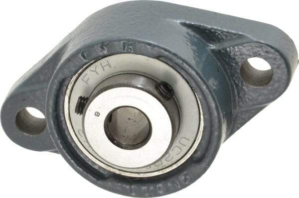 Value Collection - 1/2" ID, 2-7/32" OAW x 3-7/8" OAL x 2-7/32" OAH 2-Bolt High Temperature Flange Bearing - 1,650 Lb Static Cap, 2,830 Lb Dyn Cap, 3" Btw Mnt Hole Ctrs, 19/32" Base-to-Ctr Ht, Cast Iron - Exact Tool & Supply