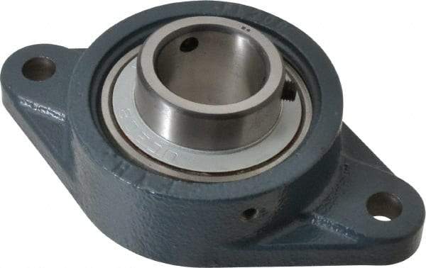 Value Collection - 1-1/2" ID, 3-15/16" OAW x 6-7/8" OAL x 3-15/16" OAH 2-Bolt High Temperature Flange Bearing - 4,000 Lb Static Cap, 6,400 Lb Dyn Cap, 5.656" Btw Mnt Hole Ctrs, 53/64" Base-to-Ctr Ht, Cast Iron - Exact Tool & Supply