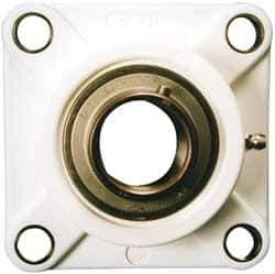 Value Collection - 1-7/16" ID, 1-3/4" OAL x 4-19/32" OAH 4-Bolt Flange Mounted Bearing - 3,462 Lb Static Cap, 5,777 Lb Dyn Cap, 3-5/8" Btw Mnt Hole Ctrs, SS Thermoplastic - Exact Tool & Supply