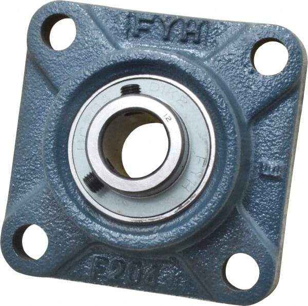 Value Collection - 3/4" ID, 3-3/8" OAW x 3-3/8" OAL x 3-3/8" OAH 4-Bolt High Temperature Flange Bearing - 1,650 Lb Static Cap, 2,830 Lb Dyn Cap, 2-1/2" Btw Mnt Hole Ctrs, 19/32" Base-to-Ctr Ht, Cast Iron - Exact Tool & Supply
