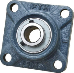 Value Collection - 3/4" ID, 3-3/8" OAW x 3-3/8" OAL x 3-3/8" OAH 4-Bolt High Temperature Flange Bearing - 1,650 Lb Static Cap, 2,830 Lb Dyn Cap, 2-1/2" Btw Mnt Hole Ctrs, 19/32" Base-to-Ctr Ht, Cast Iron - Exact Tool & Supply