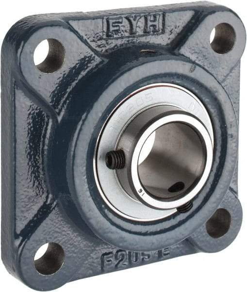 Value Collection - 1" ID, 3-3/4" OAW x 3-3/4" OAL x 3-3/4" OAH 4-Bolt High Temperature Flange Bearing - 1,740 Lb Static Cap, 3,100 Lb Dyn Cap, 2-3/4" Btw Mnt Hole Ctrs, 5/8" Base-to-Ctr Ht, Cast Iron - Exact Tool & Supply