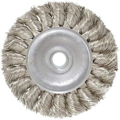 Anderson - 3" OD, 1/2" Arbor Hole, Knotted Stainless Steel Wheel Brush - 3/8" Face Width, 5/8" Trim Length, 0.014" Filament Diam, 25,000 RPM - Exact Tool & Supply