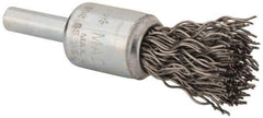 Anderson - 1/2" Brush Diam, Crimped, End Brush - 1/4" Diam Shank, 25,000 Max RPM - Exact Tool & Supply