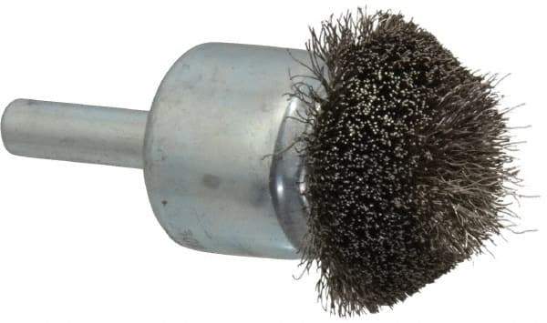 Anderson - 1-1/4" Brush Diam, Crimped, Flared End Brush - 1/4" Diam Shank, 20,000 Max RPM - Exact Tool & Supply