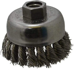 Anderson - 2-3/4" Diam, 5/8-11 Threaded Arbor, Stainless Steel Fill Cup Brush - 0.02 Wire Diam, 3/4" Trim Length, 14,000 Max RPM - Exact Tool & Supply