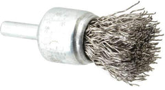 Anderson - 3/4" Brush Diam, Crimped, End Brush - 1/4" Diam Shank, 22,000 Max RPM - Exact Tool & Supply