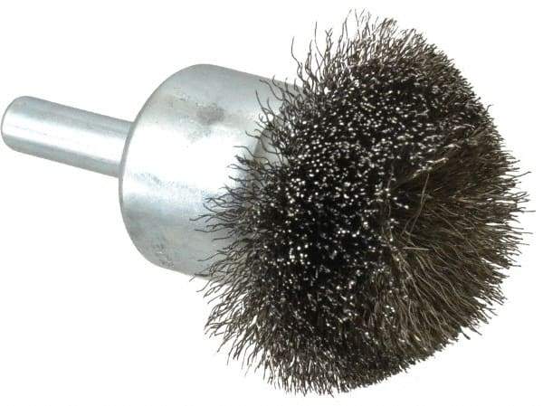 Anderson - 1-1/2" Brush Diam, Crimped, Flared End Brush - 1/4" Diam Shank, 20,000 Max RPM - Exact Tool & Supply