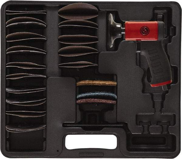 Chicago Pneumatic - 3" Max Disc, 15,000 RPM, Pneumatic Handheld Disc Sander - 21 CFM, 1/4" Inlet, 0.25 hp, 90 psi - Exact Tool & Supply