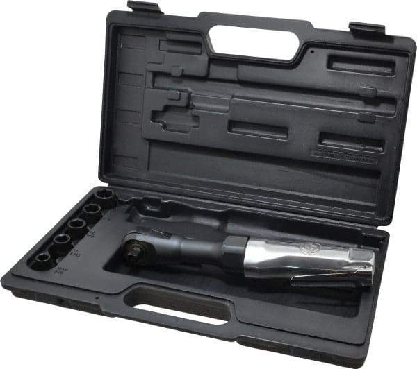 Chicago Pneumatic - 3/8" Drive, 150 RPM, 10 to 50 Ft/Lb Torque Ratchet Wrench Kit - Inline Handle, 3.7 CFM, 90 psi, 1/4" NPTF Inlet - Exact Tool & Supply