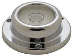Geier & Bluhm, Inc. - 1-7/16 Inch Base Diameter x 0.52 Inch Overall Height, 1 Circle, Brass Bull's Eye Circular Level - 0.315 Inch Vial Diameter, 3/4 Inch Inner Diameter, 0.12 Inch Mounting Hole Diameter, 0.1 Inch Sensitivity, -40 to 165°F - Exact Tool & Supply