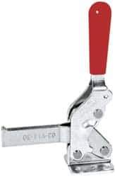 De-Sta-Co - 600 Lb Holding Capacity, Vertical Handle, Manual Hold Down Toggle Clamp - 66° Handle Movement, 75° Bar Opening, Solid Bar, Flanged Base, Electro-Plated Zinc, Carbon Steel - Exact Tool & Supply