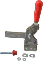 De-Sta-Co - 1,000 Lb Holding Capacity, Vertical Handle, Manual Hold Down Toggle Clamp - 64° Handle Movement, 76° Bar Opening, U-Bar, Straight Base, Electro-Plated Zinc, Carbon Steel - Exact Tool & Supply