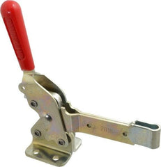 De-Sta-Co - 1,400 Lb Holding Capacity, Vertical Handle, Manual Hold Down Toggle Clamp - 66° Handle Movement, 78° Bar Opening, Solid Bar, Flanged Base, Electro-Plated Zinc, Carbon Steel - Exact Tool & Supply