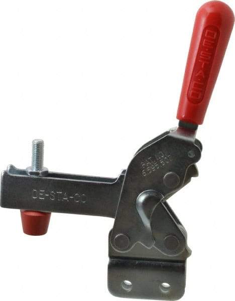 De-Sta-Co - 1,400 Lb Holding Capacity, Vertical Handle, Manual Hold Down Toggle Clamp - 66° Handle Movement, 78° Bar Opening, U-Bar, Straight Base, Electro-Plated Zinc, Carbon Steel - Exact Tool & Supply