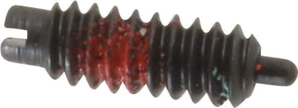 Gibraltar - 6-32, 3/8" Thread Length, 1/16" Plunger Projection, Steel Threaded Spring Plunger - 0.046" Max Plunger Diam, 0.5 Lb Init End Force, 3.5 Lb Final End Force - Exact Tool & Supply