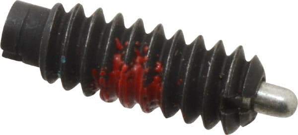 Gibraltar - 6-32, 3/8" Thread Length, 1/16" Plunger Projection, Steel Threaded Spring Plunger - 0.046" Max Plunger Diam, 0.5 Lb Init End Force, 1.5 Lb Final End Force - Exact Tool & Supply