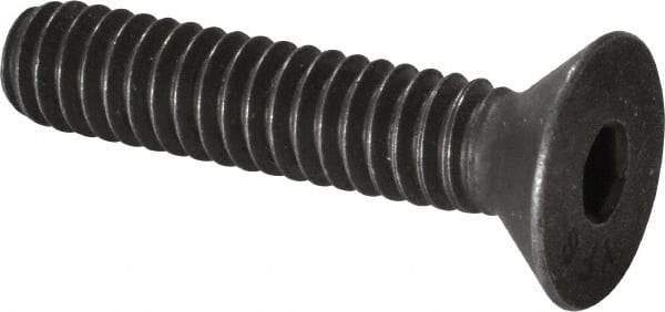 Value Collection - 1/4-20 UNC Hex Socket Drive, 82° Flat Screw - Alloy Steel, Black Oxide Finish, Fully Threaded, 1-1/4" OAL - Exact Tool & Supply