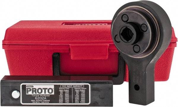 Proto - 3/4" Output Drive, 750 Ft/Lb Max Output, Single Stage Torque Wrench Multiplier - 3.3:1 Gear Ratio, 3.33:1 Effective Multiplier Ratio, 3.1" Head Thickness - Exact Tool & Supply