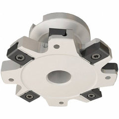 Iscar - Shell Mount B Connection, 3/8" Cutting Width, 1.07" Depth of Cut, 4" Cutter Diam, 1" Hole Diam, 10 Tooth Indexable Slotting Cutter - FDN-LN12 Toolholder, LNET Insert - Exact Tool & Supply