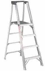 Made in USA - 4 Steps, 12 Ft. High, Type IA Rating, Aluminum Platform - Exact Tool & Supply
