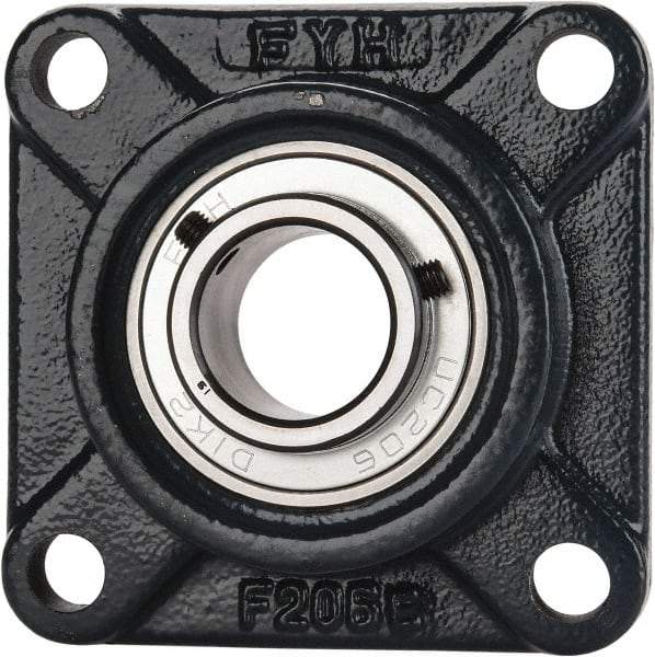Value Collection - 1-3/16" ID, 4-1/4" OAW x 4-1/4" OAL x 4-1/4" OAH 4-Bolt High Temperature Flange Bearing - 2,500 Lb Static Cap, 4,300 Lb Dyn Cap, 3-1/4" Btw Mnt Hole Ctrs, 45/64" Base-to-Ctr Ht, Cast Iron - Exact Tool & Supply