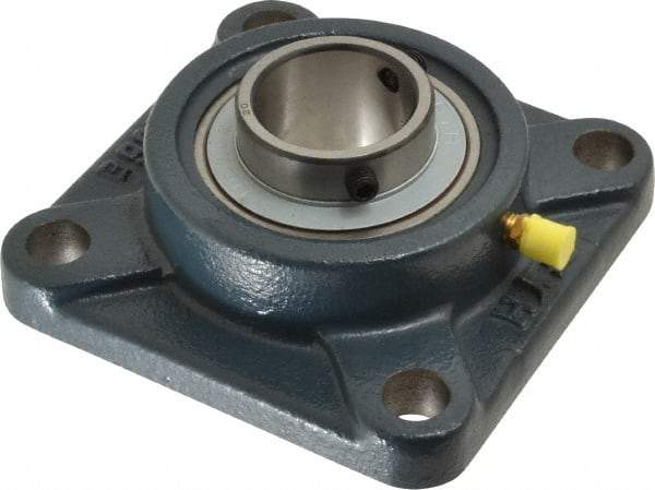 Value Collection - 1-1/4" ID, 4-1/4" OAW x 4-1/4" OAL x 4-1/4" OAH 4-Bolt High Temperature Flange Bearing - 2,500 Lb Static Cap, 4,300 Lb Dyn Cap, 3-1/4" Btw Mnt Hole Ctrs, 45/64" Base-to-Ctr Ht, Cast Iron - Exact Tool & Supply