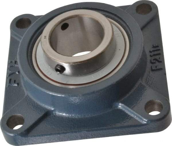 Value Collection - 2" ID, 6-3/8" OAW x 6-3/8" OAL x 6-3/8" OAH 4-Bolt High Temperature Flange Bearing - 6,470 Lb Static Cap, 9,550 Lb Dyn Cap, 5-1/8" Btw Mnt Hole Ctrs, 63/64" Base-to-Ctr Ht, Cast Iron - Exact Tool & Supply