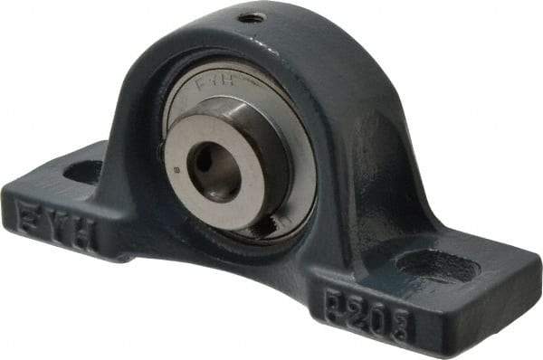 Value Collection - 1/2" ID, 2-3/8" OAW x 5" OAL x 2-3/8" OAH High Temperature Ball Bearing Pillow Block - 1,650 Lb Static Cap, 2,830 Lb Dyn Cap, 3-3/4" Btw Mnt Hole Ctrs, 1-3/16" Base-to-Ctr Ht, Cast Iron - Exact Tool & Supply