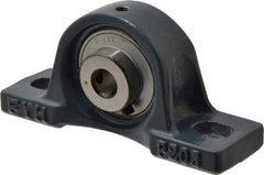 Value Collection - 1/2" ID, 2-3/8" OAW x 5" OAL x 2-3/8" OAH High Temperature Ball Bearing Pillow Block - 1,650 Lb Static Cap, 2,830 Lb Dyn Cap, 3-3/4" Btw Mnt Hole Ctrs, 1-3/16" Base-to-Ctr Ht, Cast Iron - Exact Tool & Supply