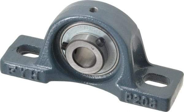 Value Collection - 5/8" ID, 2-3/8" OAW x 5" OAL x 2-3/8" OAH High Temperature Ball Bearing Pillow Block - 1,650 Lb Static Cap, 2,830 Lb Dyn Cap, 3-3/4" Btw Mnt Hole Ctrs, 1-3/16" Base-to-Ctr Ht, Cast Iron - Exact Tool & Supply
