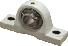 Value Collection - 1" ID, 5.5313" OAL x 2-25/32" OAH Pillow Block - 1,764 Lb Static Cap, 3,147 Lb Dyn Cap, 4-1/8" Btw Mnt Hole Ctrs, SS Thermoplastic - Exact Tool & Supply