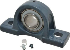 Value Collection - 1-1/4" ID, 3-5/16" OAW x 6-1/2" OAL x 3-5/16" OAH High Temperature Ball Bearing Pillow Block - 2,500 Lb Static Cap, 4,300 Lb Dyn Cap, 4-3/4" Btw Mnt Hole Ctrs, 1-11/16" Base-to-Ctr Ht, Cast Iron - Exact Tool & Supply