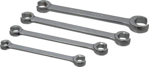 Blackhawk by Proto - 4 Piece, 3/8" x 7/16" to 3/4" x 1", Flare Nut Wrench Set - Inch Measurement Standard, Full Polish Finish, Comes in Vinyl Roll - Exact Tool & Supply