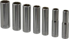 Blackhawk by Proto - 7 Piece 1/4" Drive Deep Well Socket Set - 12 Points, 1/4" to 1/2" Range, Inch Measurement Standard - Exact Tool & Supply
