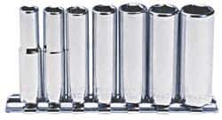 Blackhawk by Proto - 7 Piece 1/4" Drive Deep Well Socket Set - 6 Points, 1/4" to 1/2" Range, Inch Measurement Standard - Exact Tool & Supply