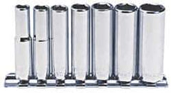 Blackhawk by Proto - 7 Piece 1/4" Drive Deep Well Socket Set - 6 Points, 1/4" to 1/2" Range, Inch Measurement Standard - Exact Tool & Supply