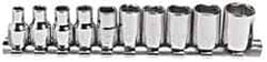 Blackhawk by Proto - 10 Piece 1/4" Drive Socket Set - 6 Points, 5/32" to 1/2" Range, Inch Measurement Standard - Exact Tool & Supply